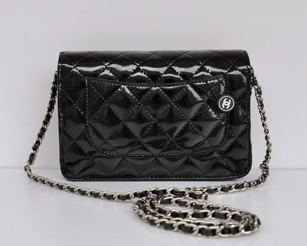 Cheap Chanel Mini Flap Bag A33814 Black Patent Silver