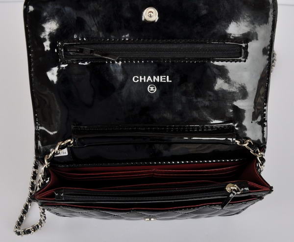 Cheap Chanel Mini Flap Bag A33814 Black Patent Silver