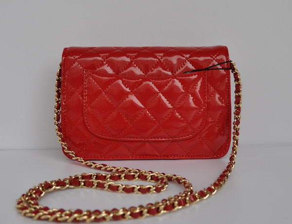 Cheap Chanel Mini Flap Bag A33814 Red Patent Golden