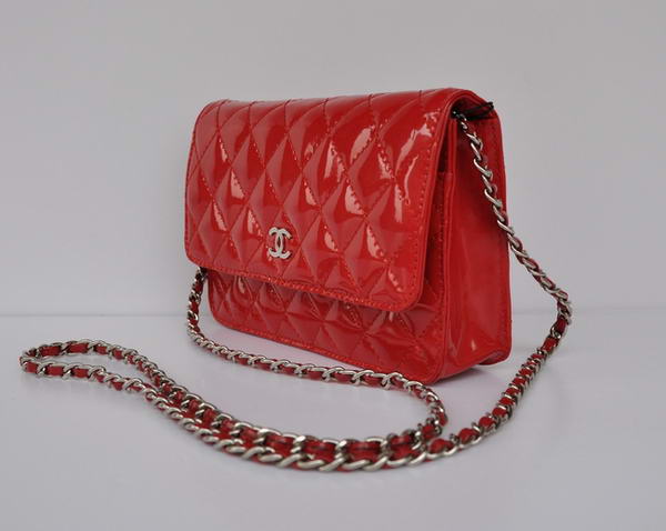 Cheap Chanel Mini Flap Bag A33814 Red Patent Silver