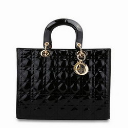 Dior Tote Bags Patent Leather Black 44561