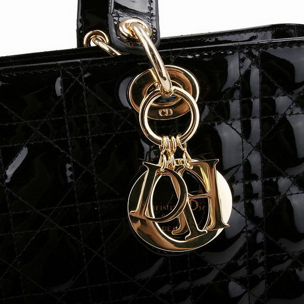 Dior Tote Bags Patent Leather Black 44561