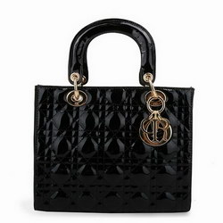 Dior Tote Bags Patent Leather Black 6301