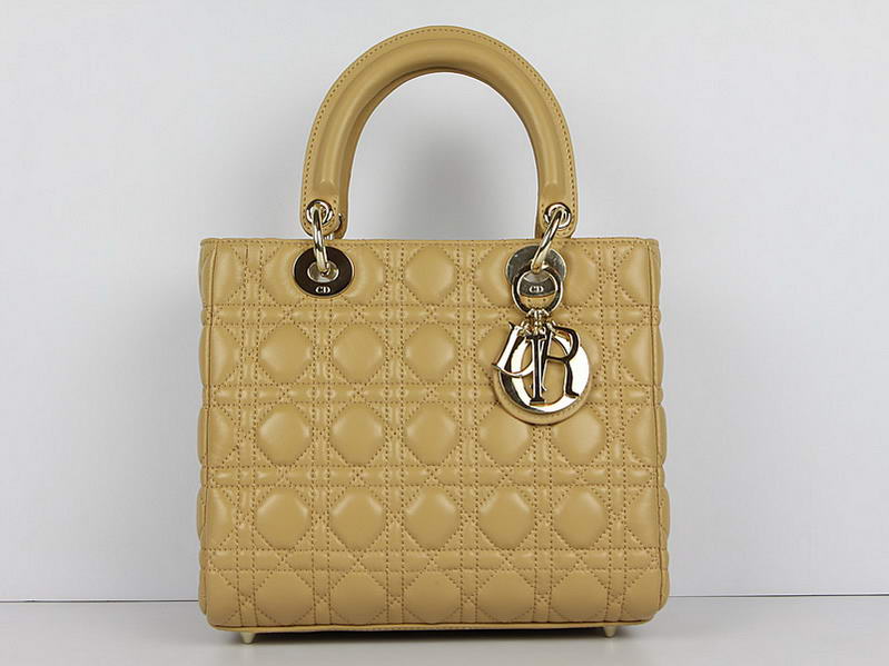 Christian Dior Lambskin Bags Lady Dior Bag CAL44550 Beige Golden