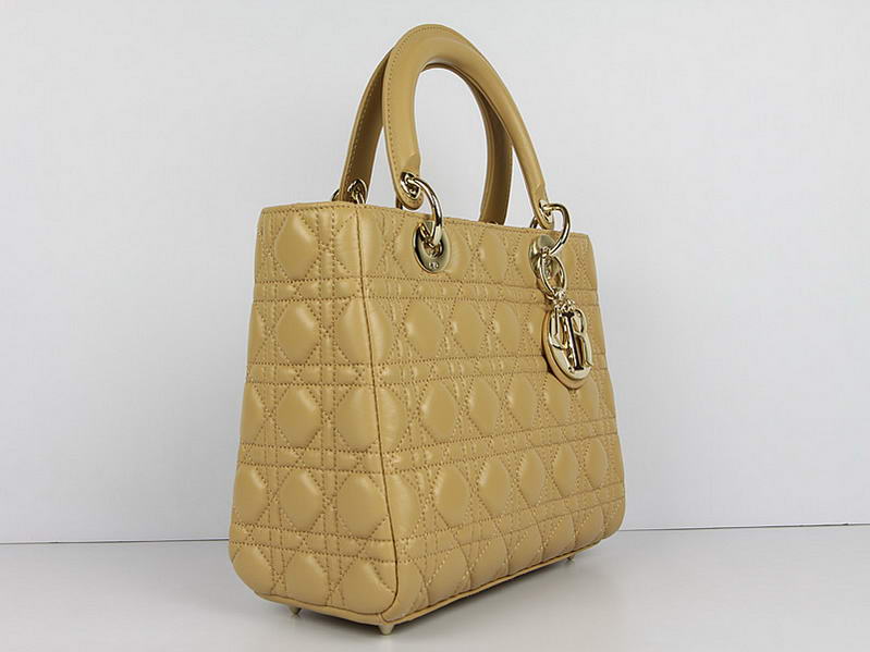 Christian Dior Lambskin Bags Lady Dior Bag CAL44550 Beige Golden