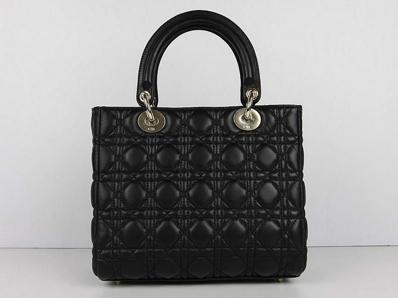 Christian Dior Lambskin Bags Lady Dior Bag CAL44550 Black Golden