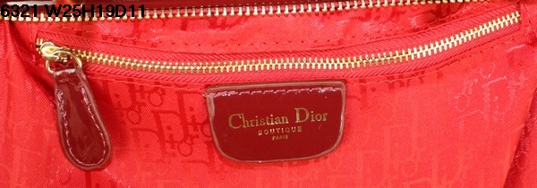 Christian Lady Dior Darkred Patent Leather Bag 6321 Gold