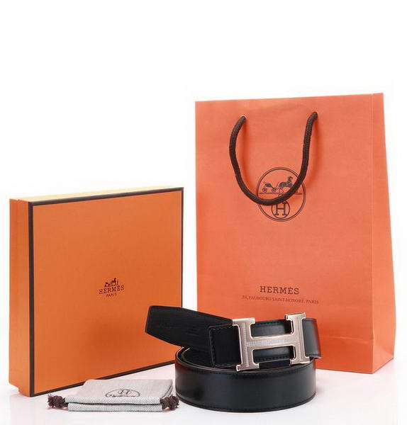 Hermes Belts Original Leather Diamond Everose Black