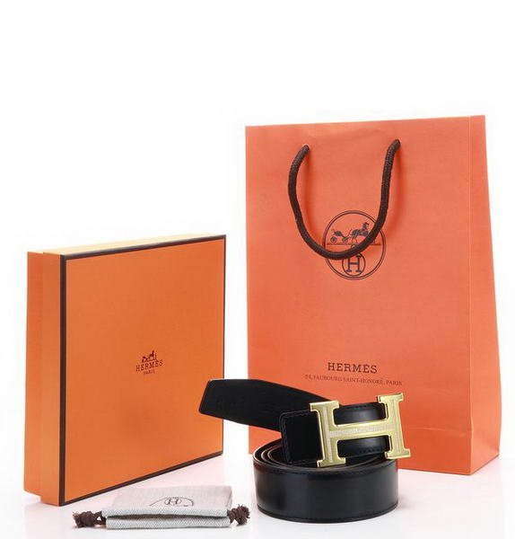 Hermes Belts Original Leather Diamond Golden Black