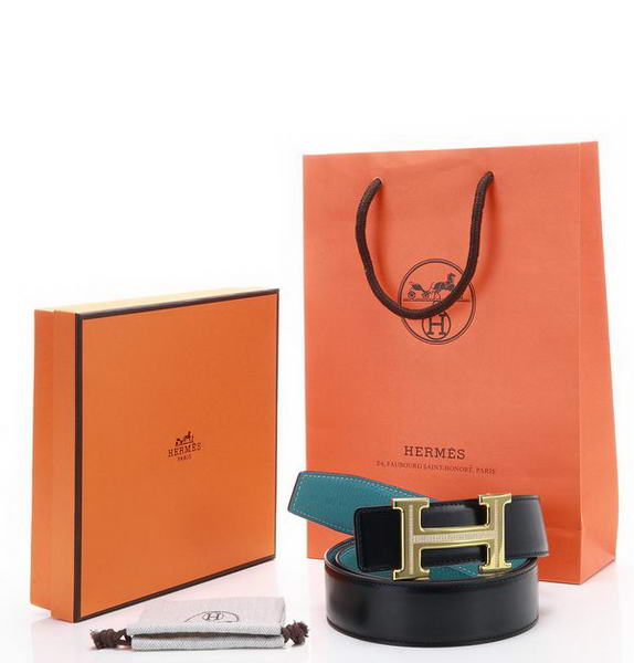 Hermes Belts Original Leather Diamond Golden Blue