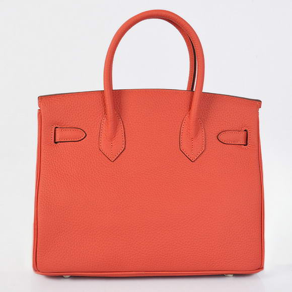 Hermes Birkin 30CM Tote Bags Pompadour Grain Leather Silver