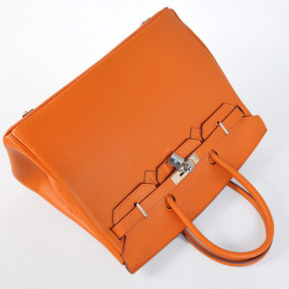 Hermes Birkin 35CM Tote Bags Togo Leather Orange Silver