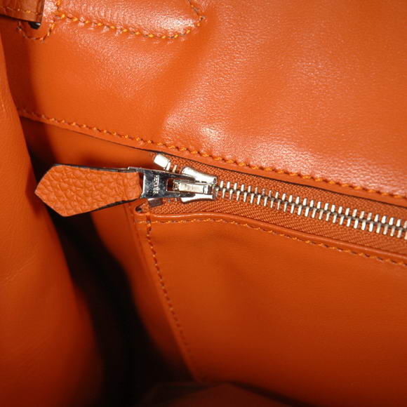 Hermes Birkin 35CM Tote Bags Smooth Togo Leather Orange Silver