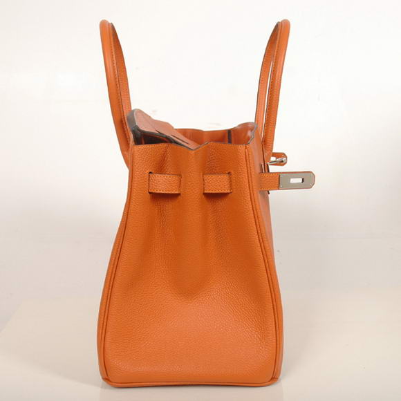 Hermes Birkin 35CM Tote Bags Smooth Togo Leather Orange Silver