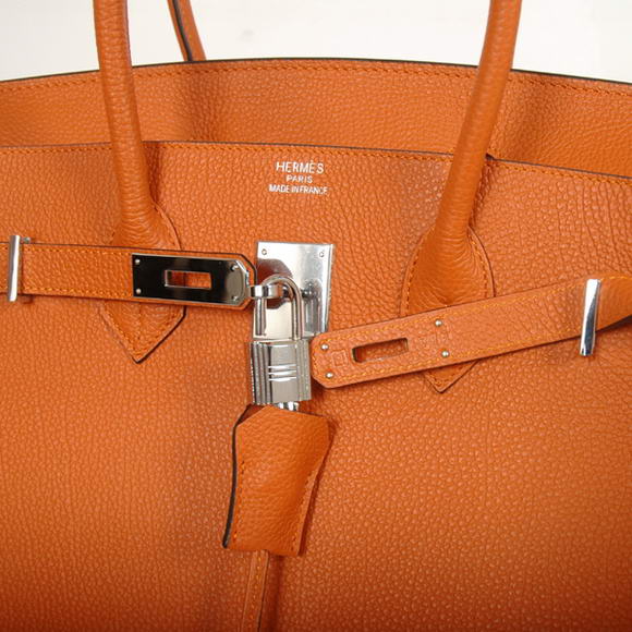 Hermes Birkin 35CM Tote Bags Smooth Togo Leather Orange Silver