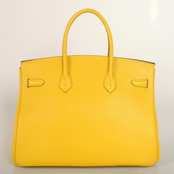 Hermes Birkin 35CM Tote Bags Smooth Togo Leather Yellow Silver