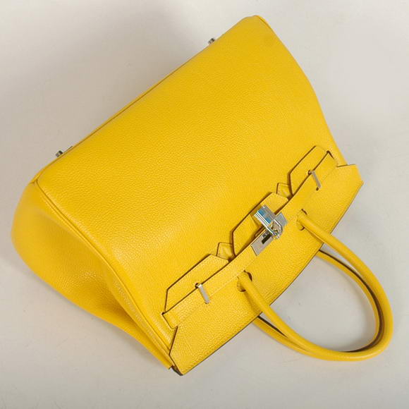 Hermes Birkin 35CM Tote Bags Smooth Togo Leather Yellow Silver