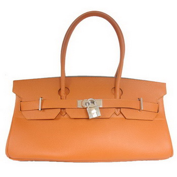 Hermes Birkin 42cm JPG Birkin Togo Leather Orange Bag Silver Hardware