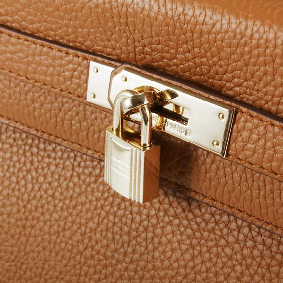 Hermes Kelly 32cm Togo Leather Handbags 6018 Light Coffee Golden