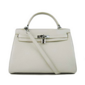 Hermes Kelly 32cm Togo Leather Handbags 6018 White Silver