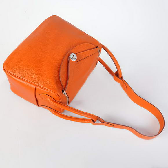 Hermes Lindy 30CM Havanne Handbags 1057 Orange Leather Silver Hardware