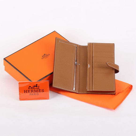 Hermes Bearn Japonaise Bi-Fold A208 Coffee