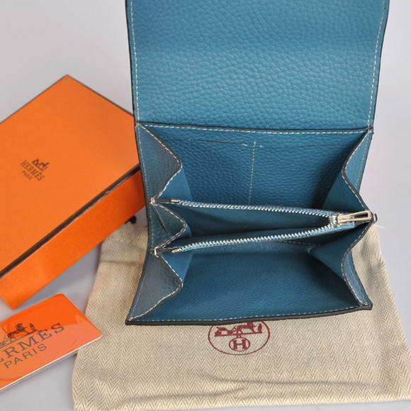 Hermes Constance Togo Leather Wallets A608 Blue