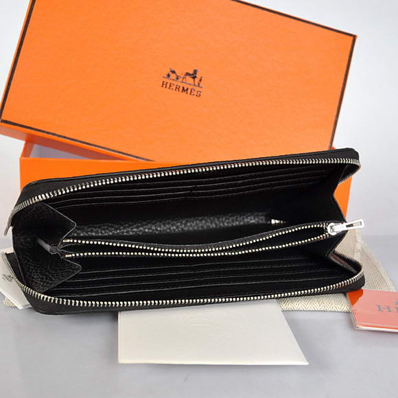 Hermes Evelyn Long Wallet Zip Purse A808 Black