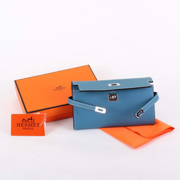 Hermes Kelly Bi-Fold Wallet A708 Blue