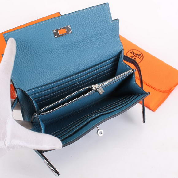 Hermes Kelly Bi-Fold Wallet A708 Blue