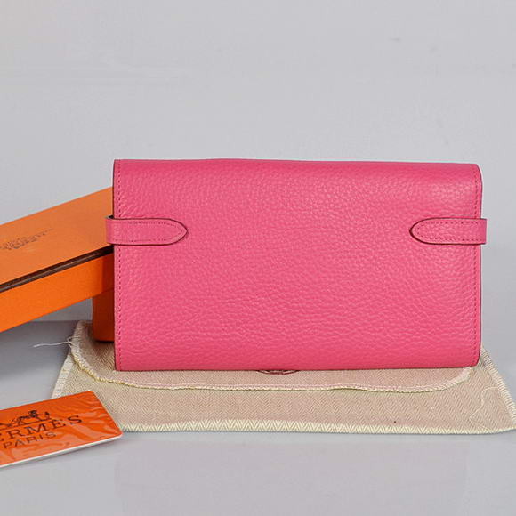 Hermes Kelly Wallet Togo Leather Bi-Fold Purse A708 Peach