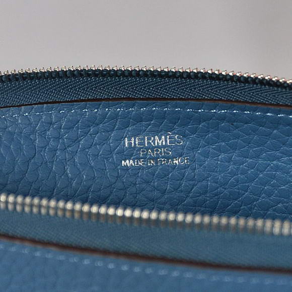 Hermes Zipper Cards Wallet Togo Leather A908 Blue