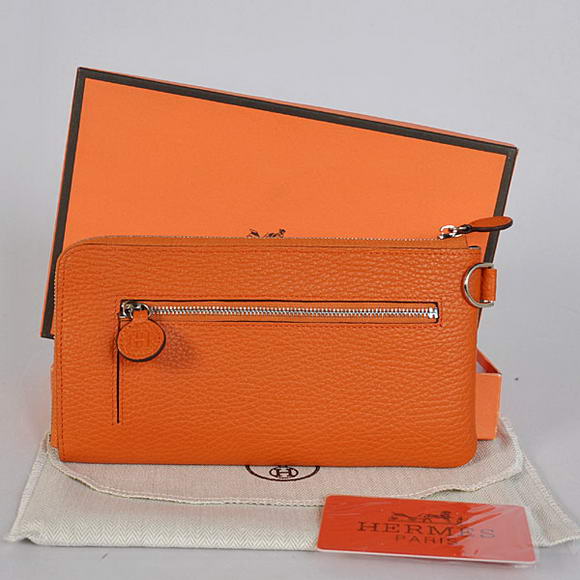 Hermes Zipper Cards Wallet Togo Leather A908 Orange