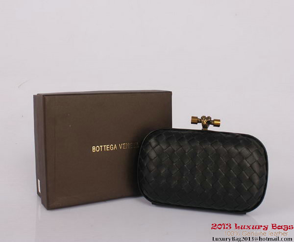 Bottega Veneta Intrecciato Silk Stretch Knot Clutches BV8615 Black