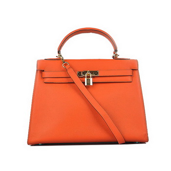 Hermes Kelly 32cm Shoulder Bags H6108 Orange Leather Gold