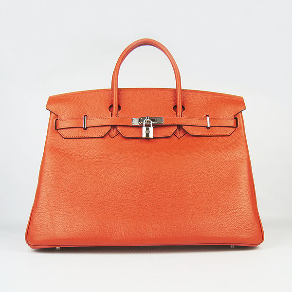 Hermes Birkin 40CM Togo Bag Orange 6099 Silver