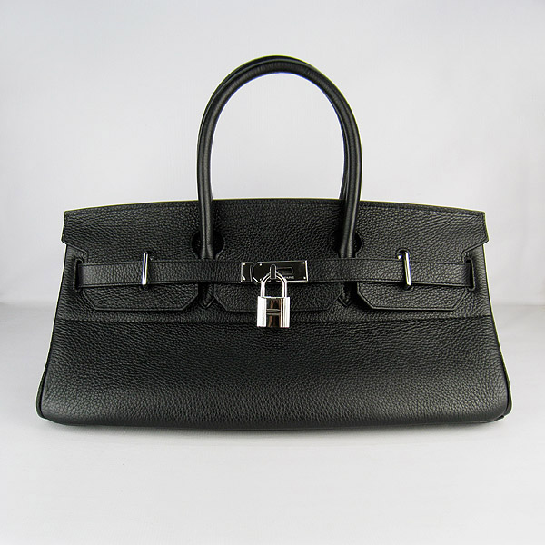 Hermes Birkin 6109 Togo Leather Bag Black 42cm Silver