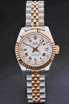 Rolex Datejust Golden Cutwork White Surface Women Watch-RD3776