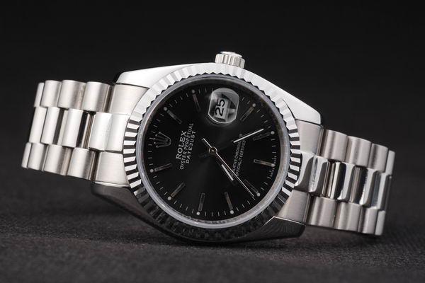 Rolex Datejust Silver Black Stainless Steel Watch-RD2411