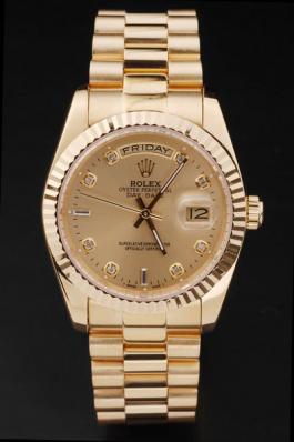 Rolex Day-Date Golden Surface Round Cutwork Watch-RD2442