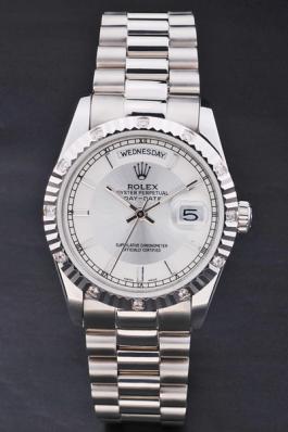 Rolex Day-Date Silver&White Cutwork 34mm Men Watch-RD3821