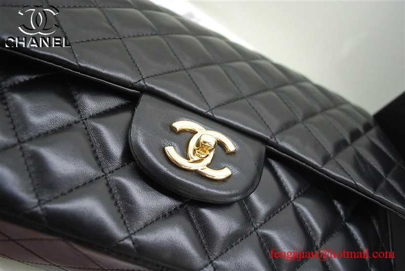 Chanel Jumbo Caviar Flap Bag 36076 Black gold chain