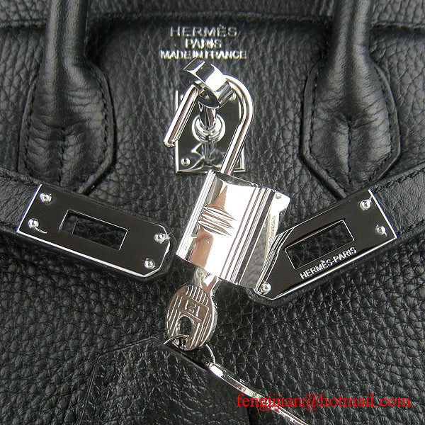 Hermes Birkin 25cm Togo Leather Handbag 6068 Black Silver Palladium hardware