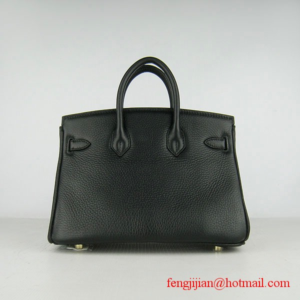 Hermes Birkin 25cm Togo Leather Handbag 6068 Black Gold Palladium Hardware