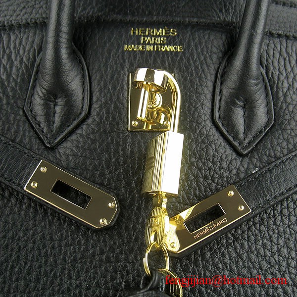 Hermes Birkin 25cm Togo Leather Handbag 6068 Black Gold Palladium Hardware