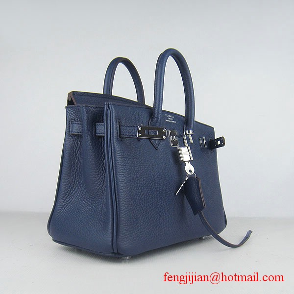 Hermes Birkin 25cm  Togo Leather Handbag 6068 Dark Blue Silver Palladium hardware