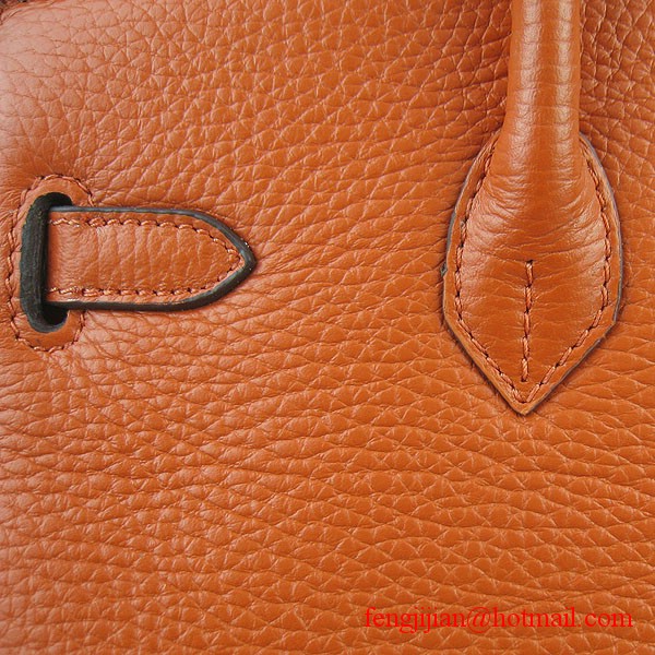 Hermes Birkin 25cm Embossed Leather Handbag 6068 Orange Silver Palladium hardware