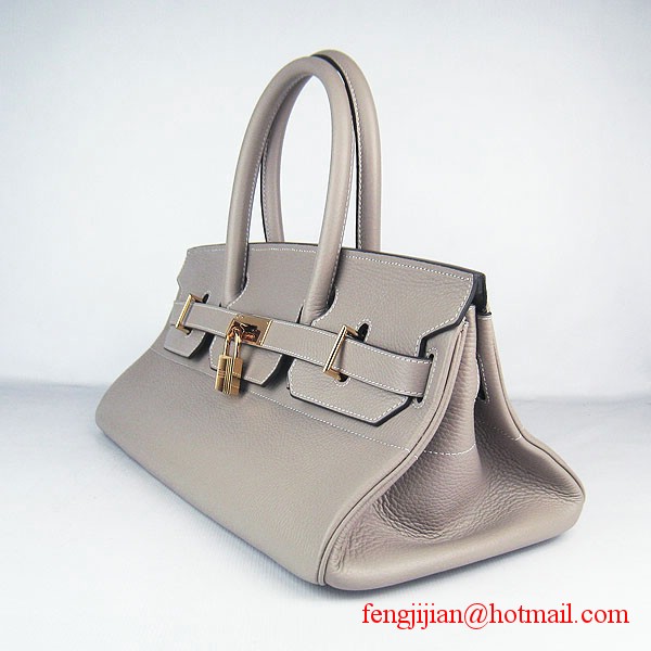 Hermes Birkin 42cm Togo Leather Bag 6109 Grey gold padlock