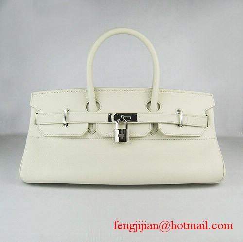 Hermes Birkin 42cm Togo Leather Bag Beige 6109 silver padlock