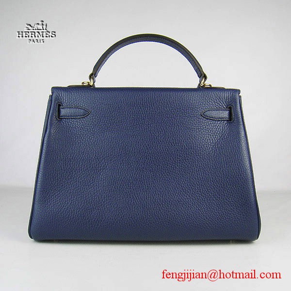 Hermes Kelly 32cm Togo Leather Bag Dark Blue 6108 Gold Hardware